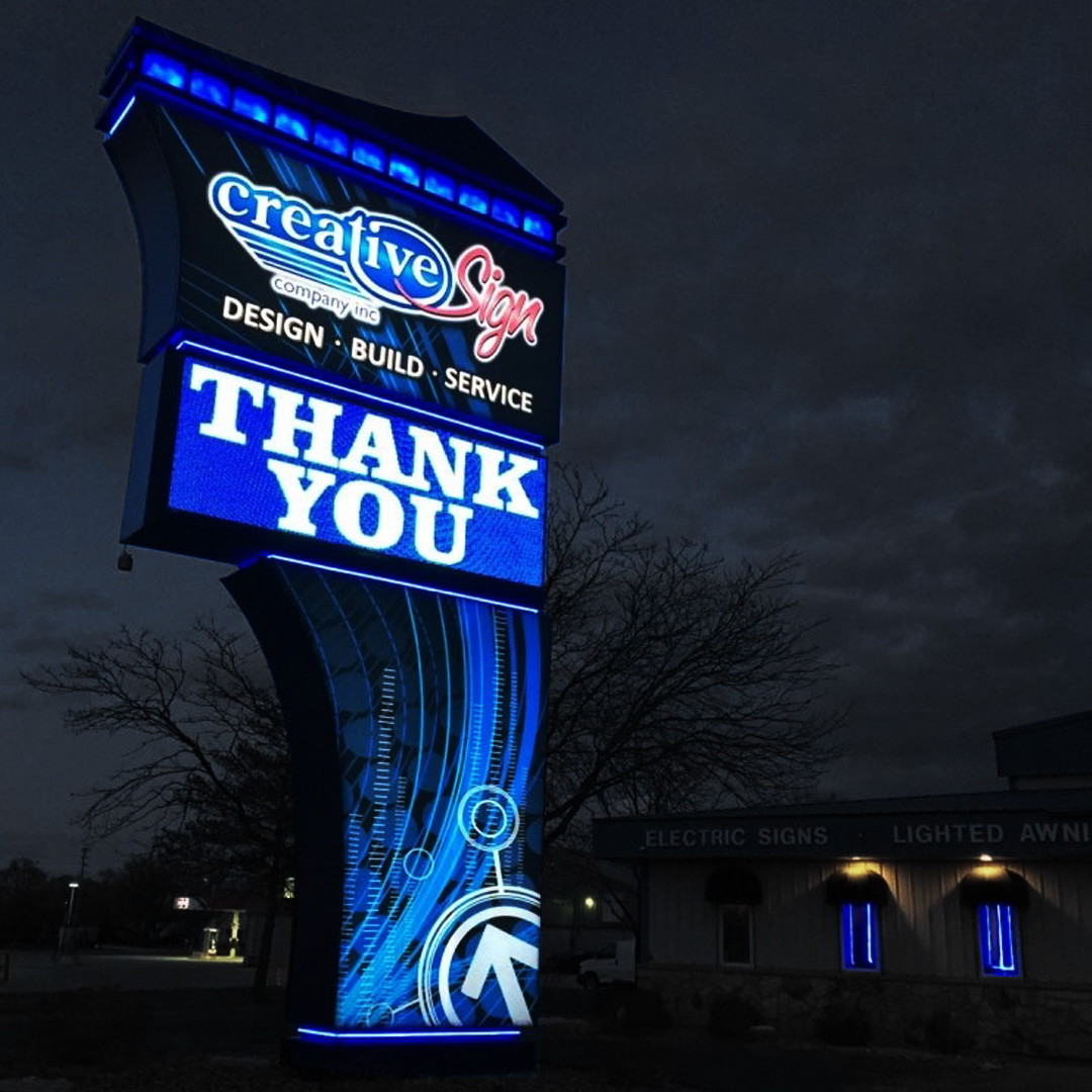 Creative Sign Company Lit Blue for healthcare workers
