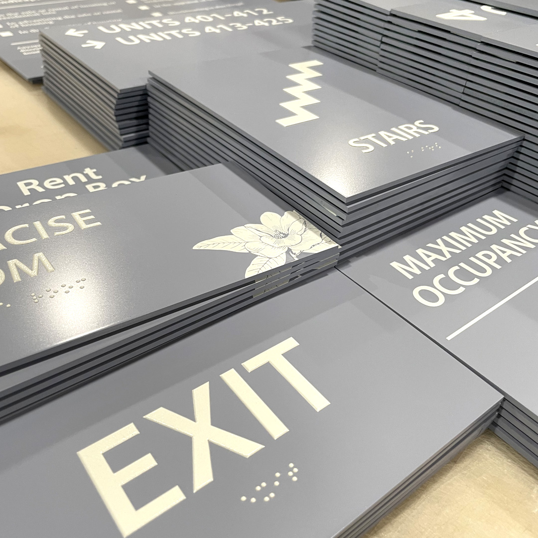 direct print ada, ada packages, ada signs, ada design, sign schedules, ada install, ada installation, ada compliant, budget friendly ada, restroom signs, rooms signs, office signs