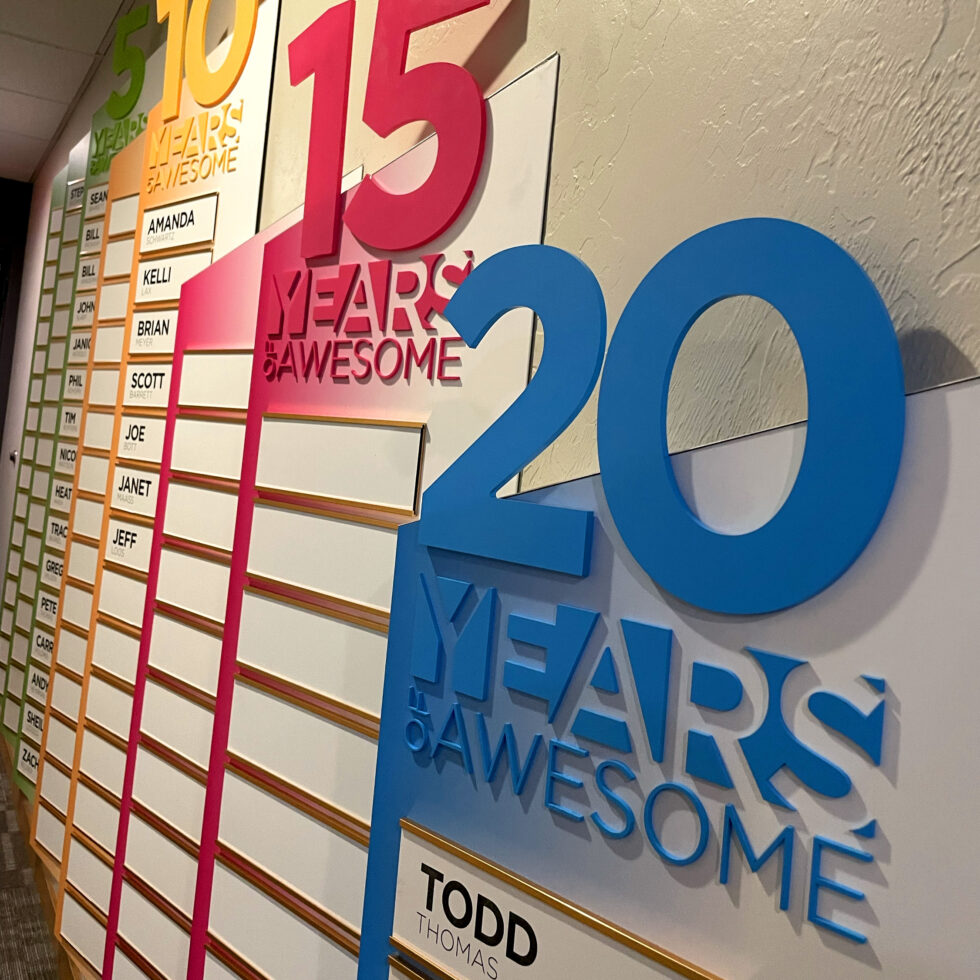 Years of Awesome Recognition Wall - Creative Sign Company Inc.